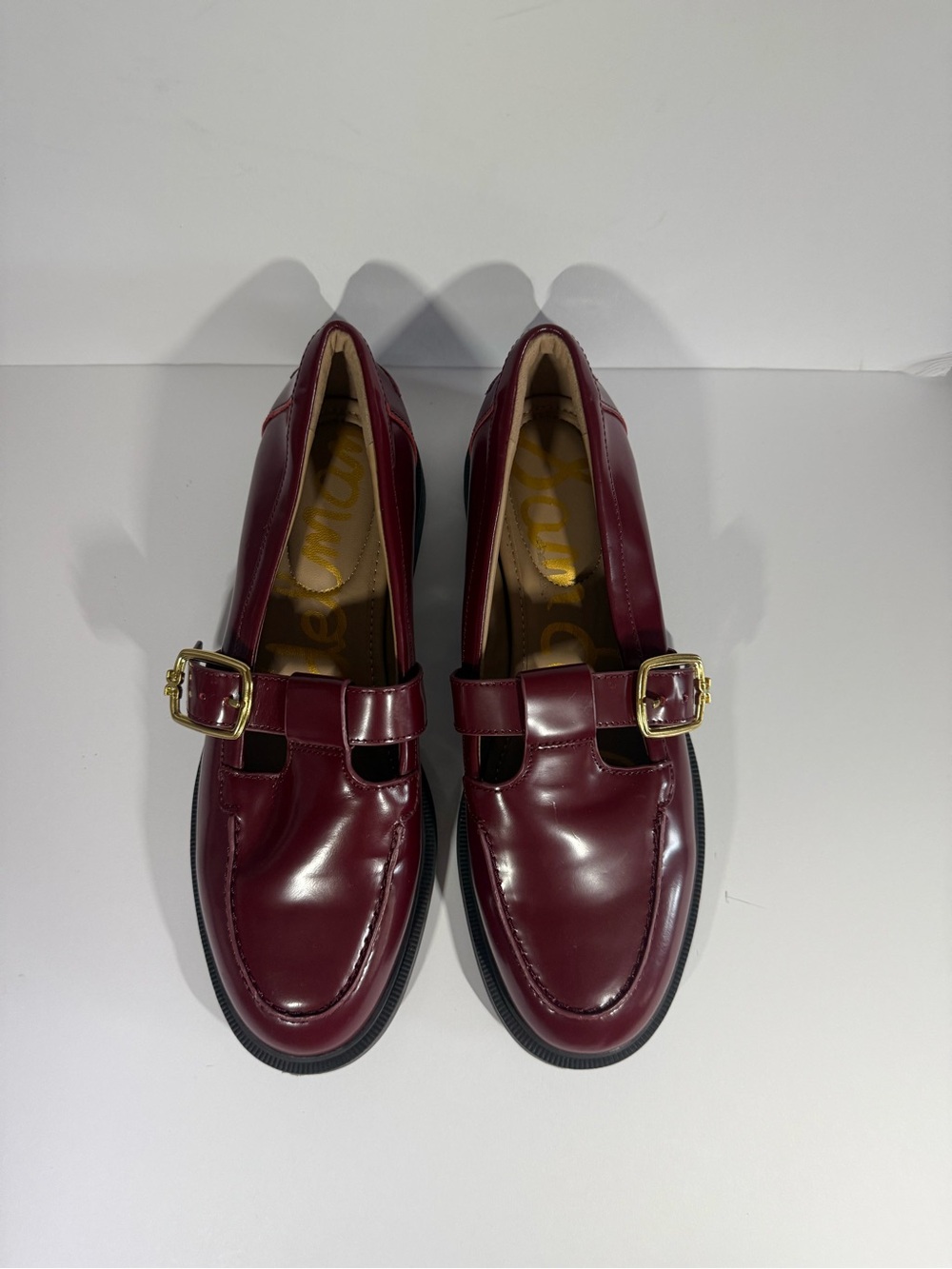 Sam Edelman Maroon Patent Leather Buckle Loafers women size7